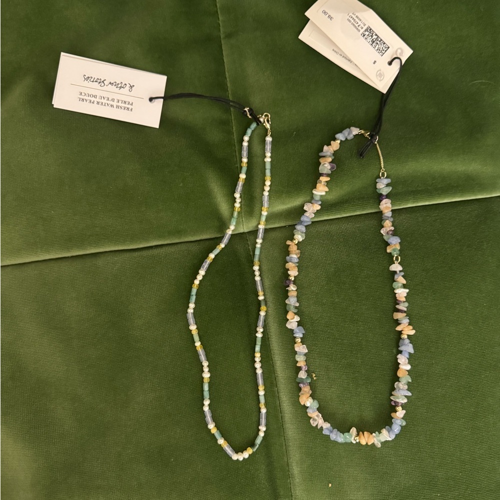 NWT Set of 2 & Other Stories Pastel Gemstone Necklaces